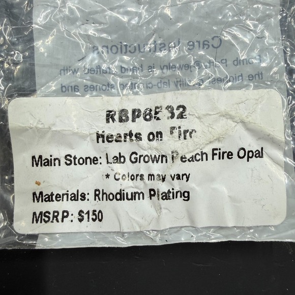 Bomb Part Hearts on Fire Size 7 Ring Lab Peach Fire Opal RBP6532 Rhodium Plated - Picture 5 of 5